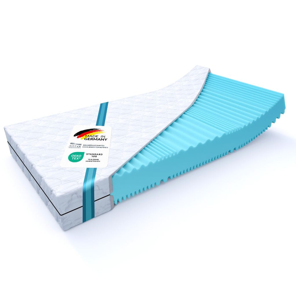 MSS Aqua Deluxe - 7-zone wellness koudschuim matras - 160 x 200 cm x 16 cm (kernhoogte 14 cm) - hardheidsgraad H2 & H3 - Matras Omkeerbaar matras koudschuim OEKO- TEX MSS Aqua Deluxe - 7-zone wellness koudschuim matras - 160 x 200 cm x 16 cm (kernhoogte 14 cm) - hardheidsgraad H2 & H3 - Matras Omkeerbaar matras koudschuim OEKO- TEX